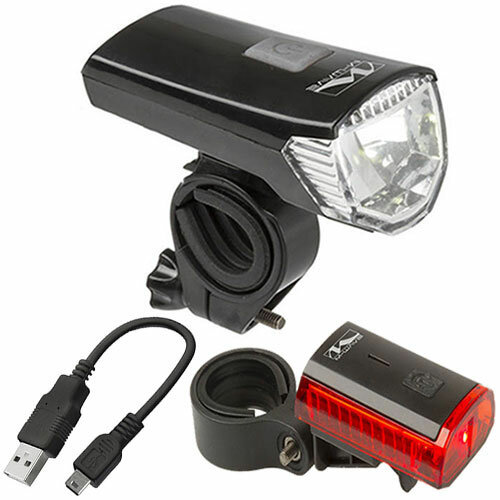 Batterie-Lampenset Atlas K 11, M-Wave, schwarz, mit K~, Messingschlager, 221090