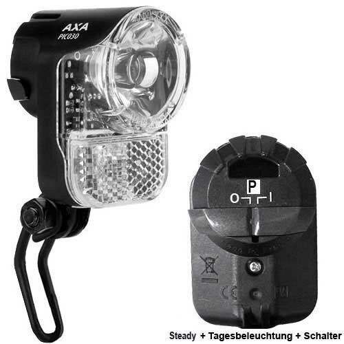 Dynamo-Scheinwerfer PICO30 Steady Switch, Axa, LED, schwarz, lose, Axa, 916470