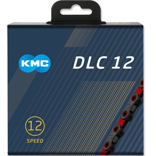 Kette KMC DLC12, 126 Glieder, schwarz/rot, Box, KMC, 303501