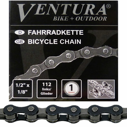 Kette Ventura 1/2 x 1/8 1fach, 112 Glieder, schwarz/braun, Messingschlager, 301125