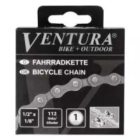 Kette Ventura 1/2 x 1/8 1fach, 112 Glieder, schwarz/braun, Messingschlager, 301125