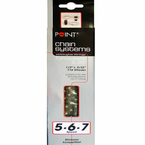 Kette 1/2 x 3/32 POINT 5/6/7fach, braun, 116 Glieder, Point, 10100601