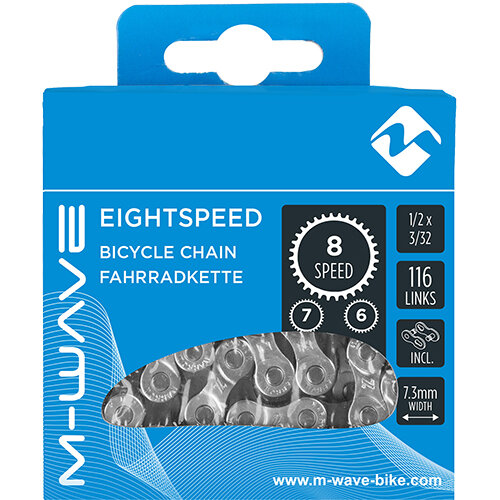 Kette M-Wave 6/7/8fach, 1/2 x 3/32, 116 Glieder, silber/grau, Messingschlager, 301907