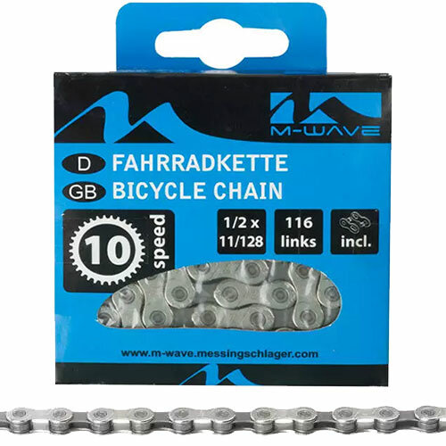 Kette M-Wave 10fach, 1/2 x 11/128, 116 Glieder, grau, Messingschlager, 301901