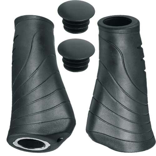 Griffe Velo ATTUNE, Paar 135/92 mm, schwarz/grau, Messingschlager, 410467