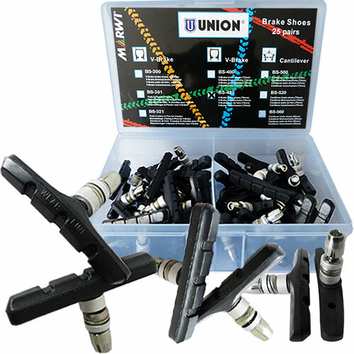 Bremsschuh Union, V-Brake, symm, schwarz, 70 mm, 25 Paar in Karton, Marwi, 431420