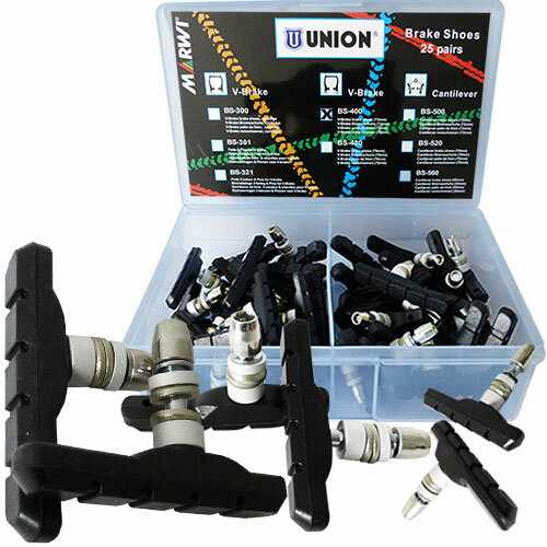 Bremsschuh Union, V-Brake, asymm, schwarz, 72 mm, 25 Paar in Karton, Marwi, 431400
