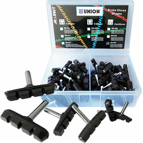 Bremsschuh Union,  Cantilever, symm, schwarz, 55 mm, 25 Paar in Karton, Marwi, 431560