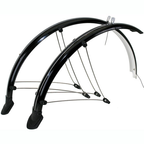 Schutzbleche 24" Kunststoff, schwarz, B = 60 mm, mit Streben, Messingschlager, 386117