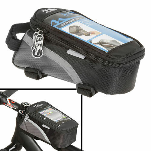 Oberrohrtasche Rotterdam Top L , M-Wave, für Smartphone, schwarz/grau, Messingschlager, 122375