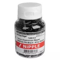 Nippel 2,00 Aluminium schwarz, Länge 14,0mm, Messingschlager, 280172