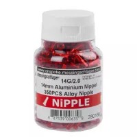 Nippel 2,00 Aluminium rot, Länge 14,0mm, Messingschlager, 280166