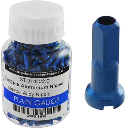 Nippel 2,00 Aluminium blau, Länge 14,0mm, Messingschlager, 280167