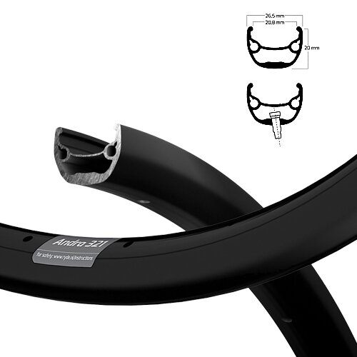Felge ANDRA 321 21-584 Disc, schwarz, 32 Loch, VL=6,5, Ryde, 600167