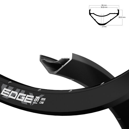 Felge Edge M 35 OS 584-35 Disc, schwarz, 32Loch, VL=6.5, Ryde, 7AO58455CF040RY
