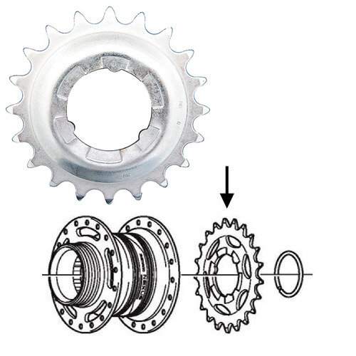 steckkranz 18 zähne nexus7, gekröpft, silber, shimano teile, a-smgear18su