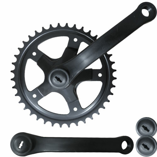 Kurbelsatz 36 Zähne, einfach, 127 mm, Stahl, schwarz, Messingschlager, 350711