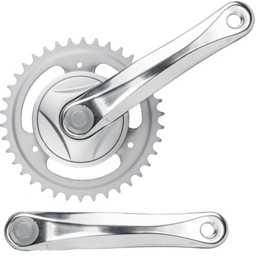 Kurbelsatz 38 Zähne, einfach, 170 mm, Aluminium/Stahl, silber, mit Disk, Messingschlager, 350671