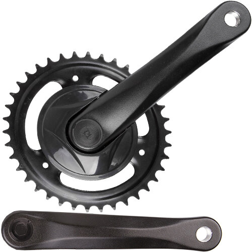 Kurbelsatz 38 Zähne, einfach, 170 mm, Aluminium/Stahl, /schwarz, mit Disk, Messingschlager, 350680
