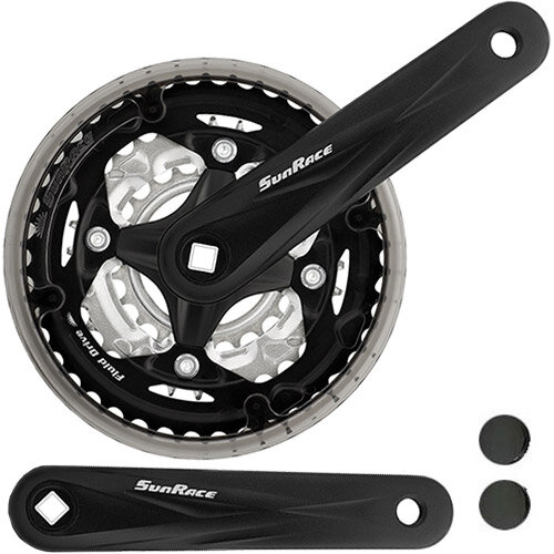 Kurbelsatz FCM600 42-32-22 Zähne, 170 mm, Aluminium, schwarz, SunRace, FCM600-BOX