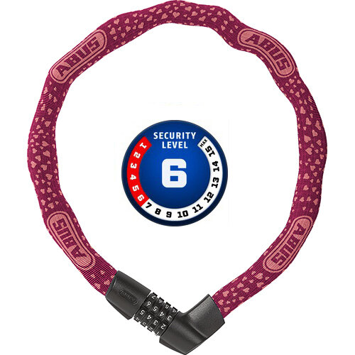 Tresor 1385 color, L = 75 cm, Ø = 6 mm, cherry heart, Abus, 88013