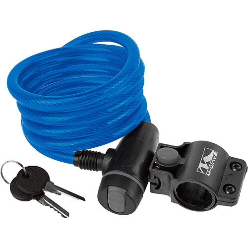Spiralkabelschloss, CLIP-ON-Halter , L = 180 cm, Ø = 10 mm, blau, Messingschlager, 233864