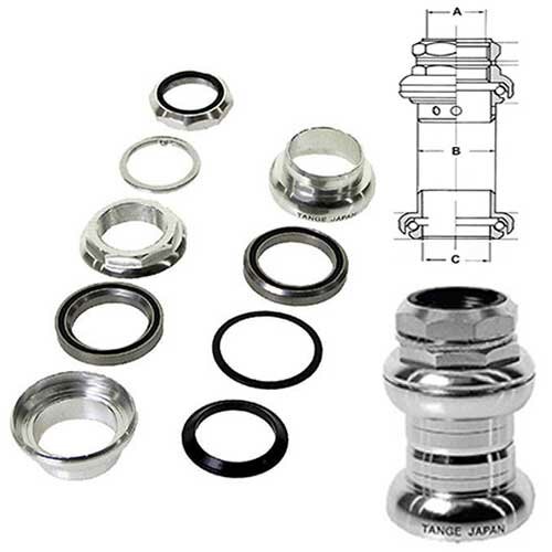 Steuersatz 1" Gewinde Alu, silber cartrige, Ko=26,4, Messingschlager, 390350