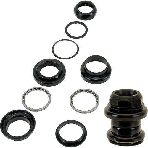 Steuersatz 1 1/8" Gewinde, Stahl schwarz, 2fach gedichtet, Messingschlager, 390508