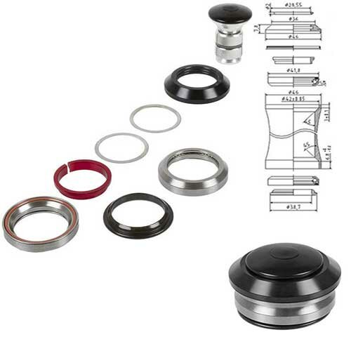 Steuersatz 1 1/8" Ahead, integrated 41.8 schwarz, 45°, Messingschlager, 390325