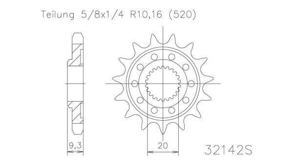 ESJOT Antriebsritzel "32142", 520, Stahl, 13 Zäh