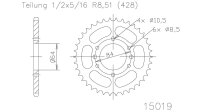 ESJOT Kettenrad "15019" 428, Stahl, schwarz 49...