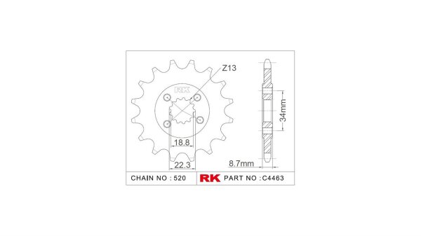 RK Antriebsritzel "C4463" 520, Stahl 15 Zähne