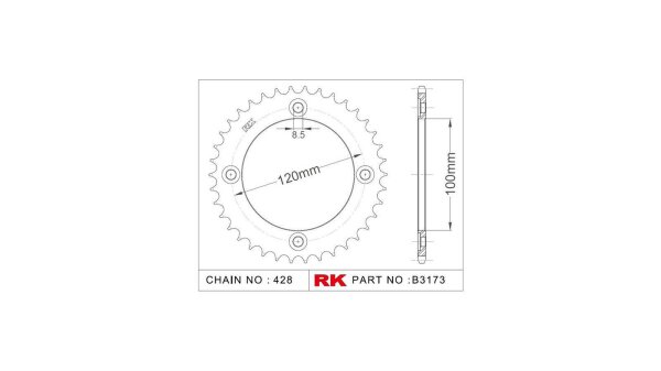 RK Kettenrad "3173", 428, Stahl, 50 Zähne