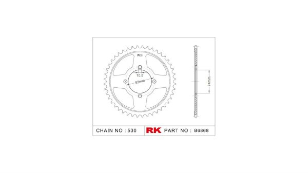 RK Kettenrad "6868", 530, Stahl, silber, 39 Zähn