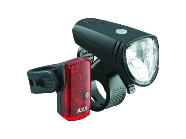 led-akkuscheinw. axa greenline 15 set inkl. rücklicht 1 led und usb kabel