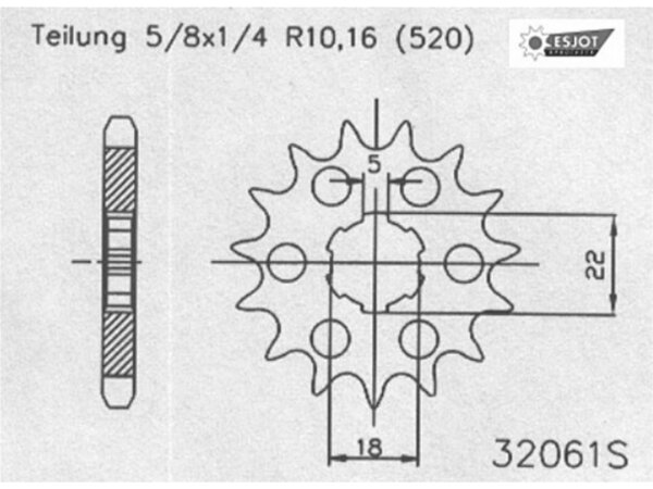 ESJOT Antriebsritzel "32061" 520, Stahl 12 Zähne, Ausf