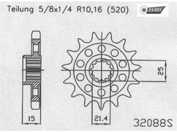 ESJOT Antriebsritzel "32088" 520 Stahl Racing, für 16 Zähne, Supe