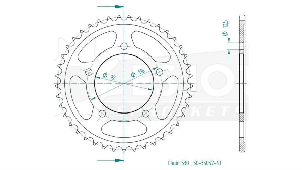 ESJOT Kettenrad "35057" 530, Stahl 41 Zähne