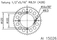 ESJOT Kettenrad "15026" 428, Aluminium 54...