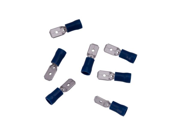 Flachstecker Teilisolierter Quetschverbi Querschnitt: 1,5 - 2,5 mm², Steckermaß: 6,3 x 0,8 mm, blau (DRESSELHAUS) Abgabe nur in Packung zu 7 Stück, Preis per Packung
