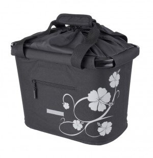lenkerkorb-tasche bluebird mit qr-halter schwarz/hibiskus 35.9x26.4x27.3cm 20ltr
