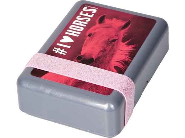 Butterbrotdose I LOVE HORSES, pink