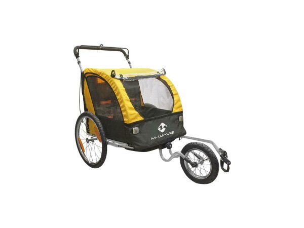 M-WAVE Kinderanhänger "Kids Ride 3 in 1" Faltbar,  gelb / schwarz