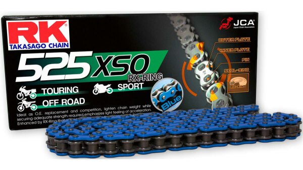 RK Kette "525XSO" 5/8 x 5/16, RX-Ring Ke 120 Glieder, blau