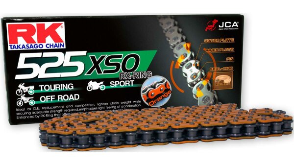 RK Kette "525XSO" 5/8 x 5/16, RX-Ring Ke 120 Glieder, orange