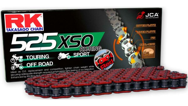 RK Kette "525XSO" 5/8 x 5/16, RX-Ring Ke 120 Glieder, rot