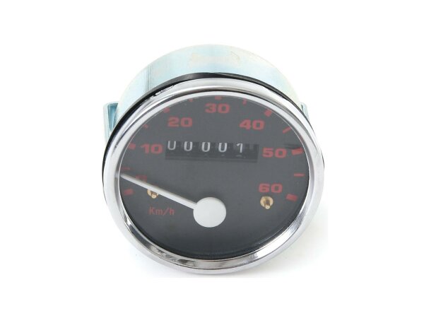 Tacho Metallgehäuse, Anzeige 0 - 60 km/H, für VDO- Ø 60 mm