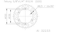 ESJOT Kettenrad "32233" 520, Aluminium, silber...