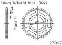ESJOT Kettenrad "27007" 532, Stahl, schwarz 48...