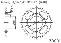 ESJOT Kettenrad "30001" 630, Stahl, schwarz 41...